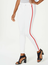 NWT HUE Womens Racer Stripe Original Denim Leggings White pants  Large - £32.86 GBP