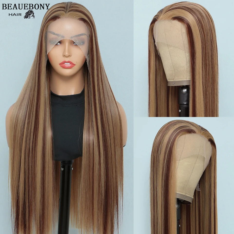 Straight Lace Wigs For Women Synthetic Wig High Quality Blonde Highlight La - £30.47 GBP+