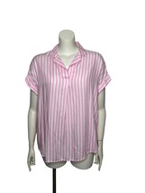 Pink &amp; White Striped Women’s Top Short Sleeve Size XL Beach Lunch Lounge... - $12.00