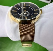 gold vintage circular big face watch mother of pearl dial - $329.90