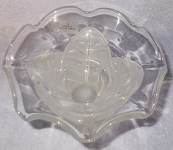 Viking Footed Art Glass Frosted Cabbage Leaf Scalloped Open Compote - $12.95