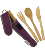To-Go Ware Bamboo Travel Utensil Set with Carry Case Fork Knife Spoon Ch... - £10.59 GBP