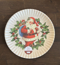 Sleigh Hill Christmas Platter melamine New Santa Claus Holly Berries - $26.99