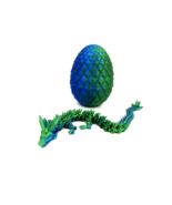 3D Printed Dragon in Egg Articulated Green Dragon Home Office Decor Fidg... - £11.80 GBP