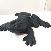 Vintage Frog Cast Iron Doorstop black leaping hopping heavy metal garden decor - $59.00