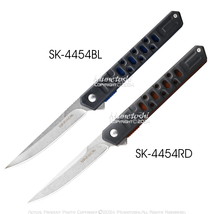 8” Thin Blade Spring Assist Folding Pocket Knife 3CR13 Stainless Steel Red Blue - £10.19 GBP
