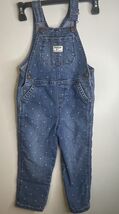 OshKosh Vestbak Overalls Girls Blue Jean Polka Dots Bibs Size 24 4T - $12.74