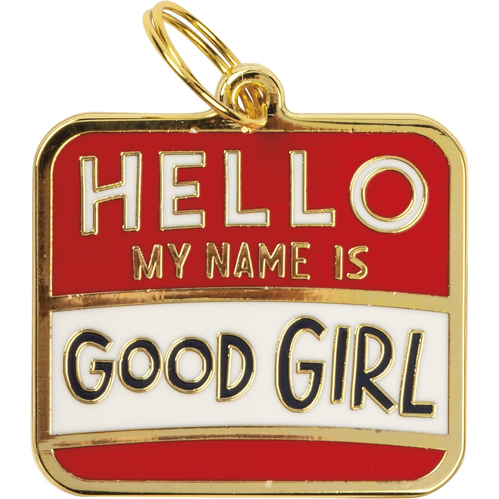 Dog Collar Charm Hello My Name is Good Girl Enamel 1.25 Inch - $10.37