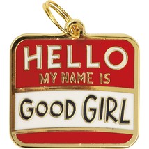 Dog Collar Charm Hello My Name is Good Girl Enamel 1.25 Inch - $10.37