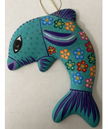 Handpainted Fish Floral Ceramic Ornament Mexico 4” Tall - $21.93 CAD