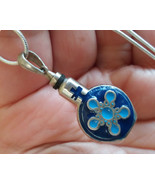 Armenian Enamel Sterling Silver Perfume Flask Bottle Necklace - £72.90 GBP