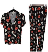 Nite Nite Munki Munki Small Women Notch Collar Halloween Pumpkin Pajamas... - $28.99