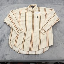 Chaps Ralph Lauren Shirt Mens L Beige Long Sleeve Button Down Collar Stripe - $19.68