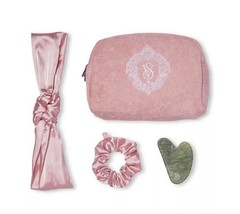 Victoria's Secret Self-Care Spa Kit Pink Pouch Zip Bag Scrunchie Headband Jade - $10.40