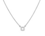 Tiny open micro pave square Women&#39;s Necklace .925 Silver 274026 - $44.99