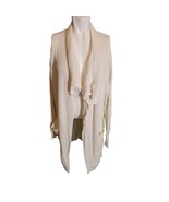 Guess Rib Knit Cardigan Open Front Shawl Collar Tunic Sweater Ivory Beig... - $18.49