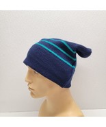 Vintage Maureen of the Mews Winter Hat Ski Beanie Navy Blue Turquoise St... - $19.70