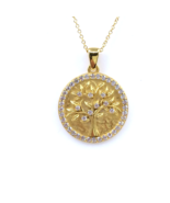 Women&#39;s Necklace Cable Chain 14k Yellow GoldTree of Life Cubic Zirconia - £305.27 GBP