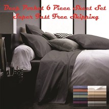 6 Piece Deep Pocket Comfy Bed Sheet Set for Most Mattresses with 4 Pillowcases  
