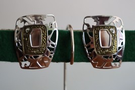 Vintage Edgar Berebi Abstract Earrings Signed Silver Toned Art Deco Pierced - £18.92 GBP