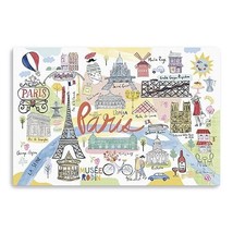 Fun Illustrated Paris Map Unframed Print Wall Art - $4,315.01 MXN