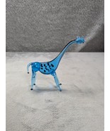 Vintage Cute Blue Giraffe Hand Blown Art Glass Miniature Figurine 4&quot; Tall - $11.98