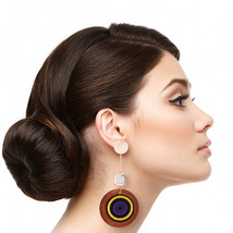 Embroidered Wood Earrings - $515.01 MXN