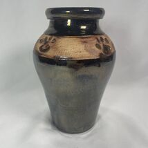 Paw Print Dog URN Clay W/Dark Blue Glaze Dog Paws Pet Cremation Ashes URN - $19.31