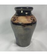 Paw Print Dog URN Clay W/Dark Blue Glaze Dog Paws Pet Cremation Ashes URN - $348.30 MXN