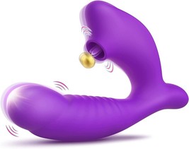 Vibrator Women Sex Toys-5 Licking &amp; 10 Vibrating Modes G Spot Vibrator  (Purple) - £19.25 GBP