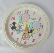Disney Baby Mickey &amp; Minnie Mouse Quartz Wall Clock Lorus LFW223W Pastel... - $59.96