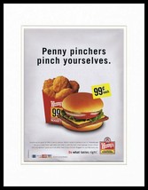 2005 Wendy&#39;s Jr Cheeseburger Deluxe Framed 11x14 ORIGINAL Advertisement - £27.68 GBP