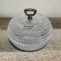 Clear Glass Candy Dish With Lid Fostoria Aristocrat Clear Pinwheel Dots Pattern - £5.54 GBP