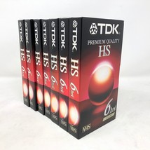 NIP Lot of 7 Blank TDK HS Premium Quality 6 Hours Hrs VHS T-120 HS Video... - $27.71