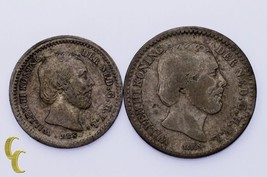 Lot of 2 Netherlands Coins 1850 5 Cent XF Condition, 1876 10 Cent VF+ Condition - £36.78 GBP