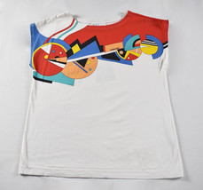 Vtg HEAD Tennis Boho T-Shirt Womens Medium M Cap Sleeve Graphic White Multicolor - £27.23 GBP