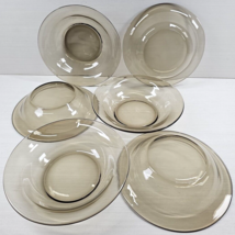 6 Pyrex Amber Soup Cereal Bowls Set Corning Brown Table Dining Glass Dishes Lot - £49.74 GBP