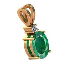 7.25 Ratti 6.55 Carat Natural Emerald Loose Gemstone Panna Gold Plated Pendant L - £26.56 GBP