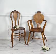 Antique Pair Of Cherry Chairs | Side and Armchair | His And Her | Gorgeous - $2,495.00