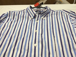Tommy Hilfiger Men’s Blue Striped Dress Shirt Size XL Slim Fit Button Up... - $12.86