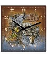 Wild Wings Wolves Howl Wolf Clock 10&quot; Square Lodge Decor - £25.09 GBP