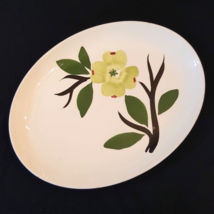 Dixie Dogwood Platter JONI Oval Meat Plate MCM Hand Painted White Green ... - $17.80