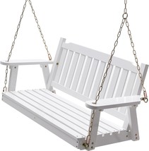 Anraja Heavy Duty Front Porch Swing Seat With Hanging Chains Wood Outdoo... - £133.55 GBP