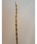 Gold Tone Womens Bracelet Faux Diamond Crystals Cuff - £19.27 GBP