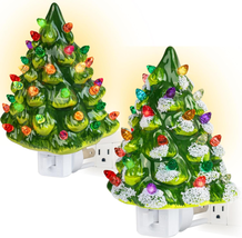 Dazzle Bright 2 Pack Ceramic Christmas Tree Night Light, UL Certified Nightlight - £35.35 GBP