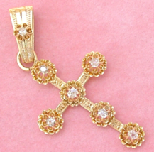 Antique Victorian .55ctw Mine Diamond Ornate Fancy 18K Budded Cross Pendant 1880 - £1,431.42 GBP