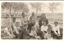 RPPC People Posing on Lawn Girl With Doll Laura Gooch Family c1910 Postcard V12 - £13.54 GBP