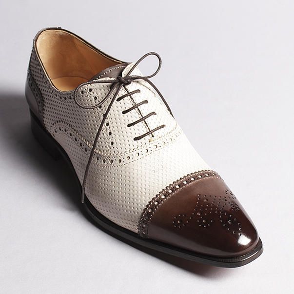 New Handmade Men's In White and Brown Color Brogue Handmade Leather Dress Shoe 2