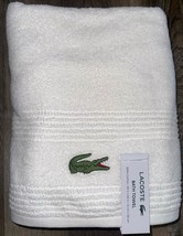 Lacoste ~ White Bath Towel 100% Cotton 30&quot; x 52&quot; Big Crocodile Logo - $32.66