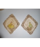 Vintage Pair 3 D Bisque Porcelain Victorian Occupied Japan Wall Plaques - €25,93 EUR